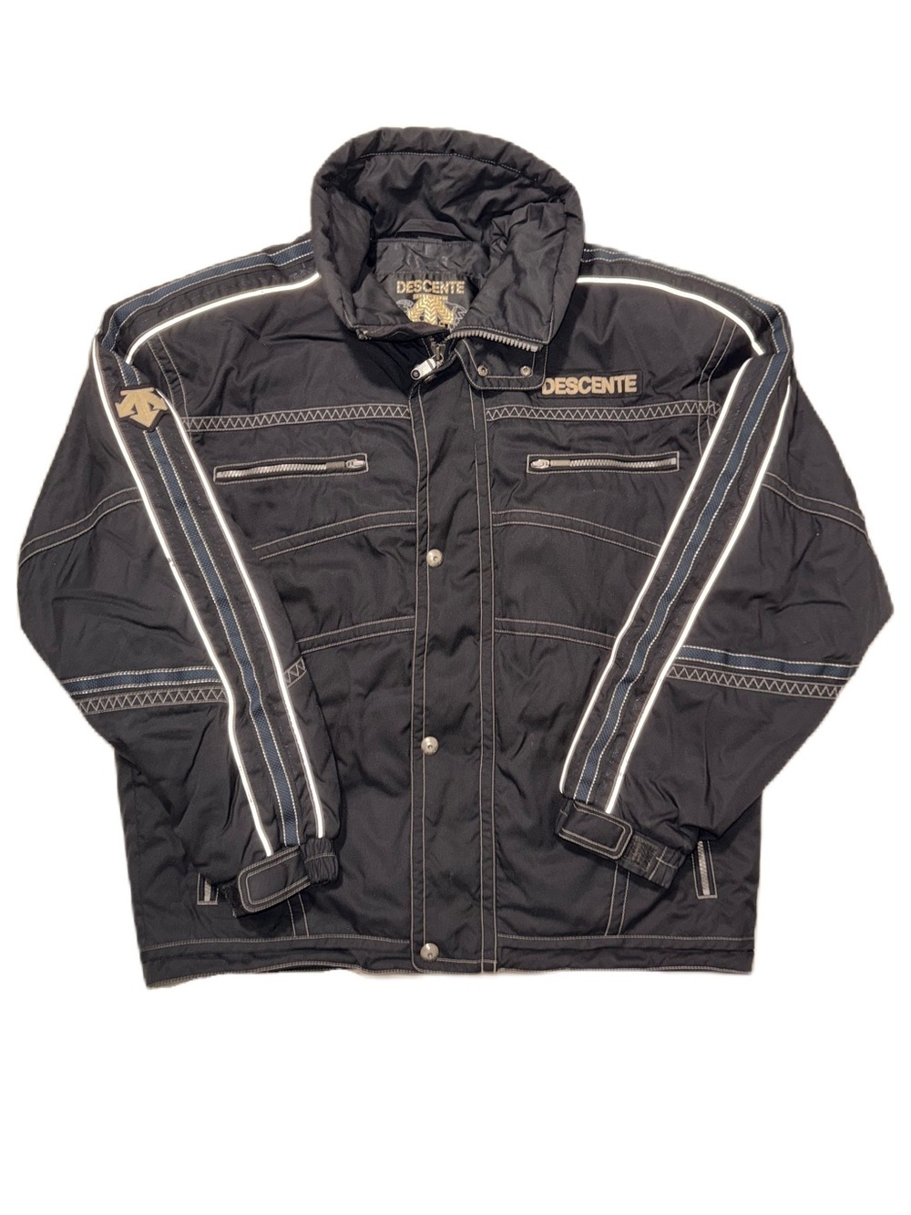 Vintage Descente XL Black Silver Ski & Snowboard Jacket Reflective Trim